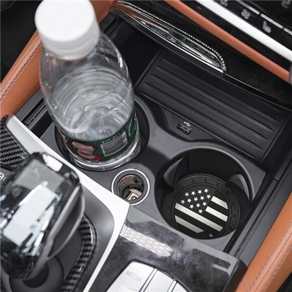 American Flag Car Cup Coasters 4-Pack Cup Holder Anti Slip Rubber Vehicle Black - Picture 6 of 7